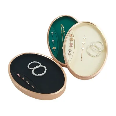 High-end Display Oval Metal Jewelry Box Tray, Stud Earrings, Rings, Necklaces, Storage Props, Jewelry Viewing Tray