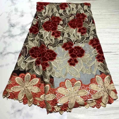 AL2459 French Net Lace With Velvet Embroidery Fabric Dubai