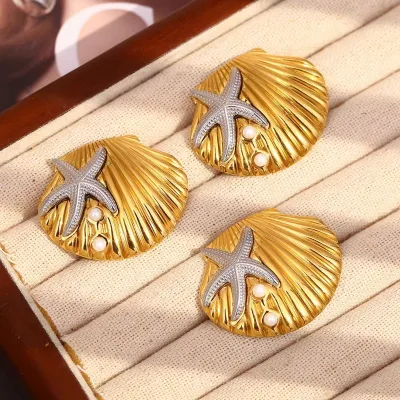 Fashion OEM Sea Jewelry 18K Gold Plated Stainless Steel Fashion Ring for Women Waterproof Rings