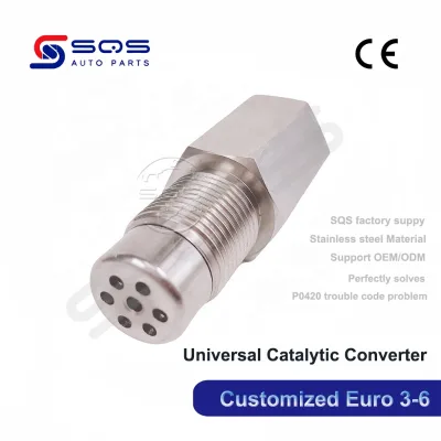 SQS OEM/ODM 304 M18*1.5 L Straight Ceramic 400 Cell Monolith Euro V Petrol Engine Front Position Catalytic Converter with CE