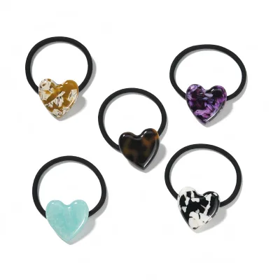 New Acetate love Hair Band for Women Sweet High Elastic Rubber Band Simple Hair Ties