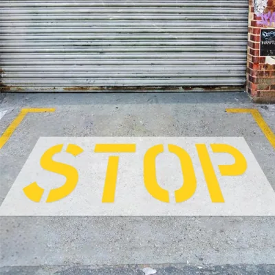 Foldable White Plastic Parking Lot Stencil Flexible STOP Sign Painting Template