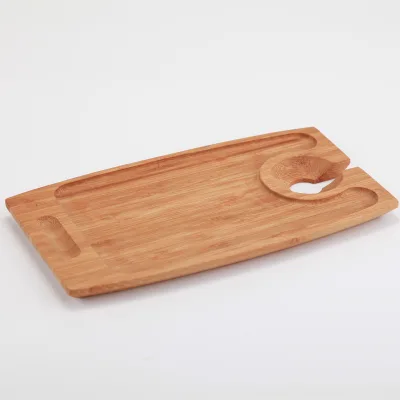 Bamboo Eco-Friendly Cocktail Appetizer Plates with Engraving and Wine Glass Holder Cheese Platter