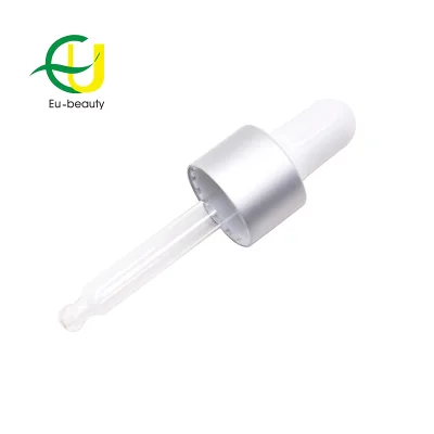 7mm Glass Dropper Pipette with Shiny Gold Shiny Silver Aluminum Closure Glass Dropper Silicone Bulb