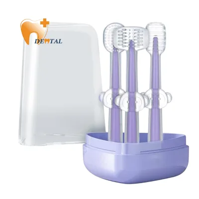Silicone Sustainable High-quality Three-Piece Set for Children's Oral Hygiene Baby Teeth Toothbrush Tongue Brush Mouthwash Cup