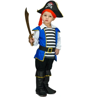 Cute Boy's Pirate Costume Halloween Party Fancy Dress Stage Performance Pirate Costume for Kids