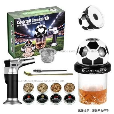 Football Shaped Ceramic Stainless Steel Luxury Reusable Whiskey Cocktail Smoking Kit 350ml Capacity 5-10cm Diameter Portable Bar