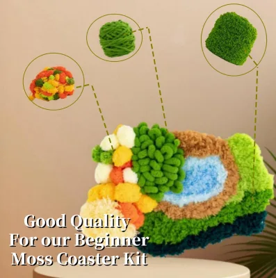Latch Hook Kits for Adults - Kids Crochet Kit for Beginners Arts and Craft Kit Moss Rug Coaster