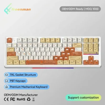 OEM ODM Tri-Mode Wireless USB-C Hot-Swappable Switch PBT Keycaps RGB Backlit Anti-Ghosting 80% TKL Mechanical Keyboard