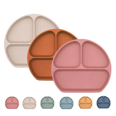 Reusable Divided Baby Feeding Plate Nontoxic Silicone Baby Suction Plate Dishwasher Safe Silicone Baby Plate