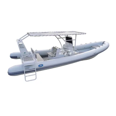 Hedia Professional 9.6m Fiberglass Pvc Luxury Cabin Rib Boat Rigid Inflatable Boat for Fishing Diver & Leisure with Hard T-Top