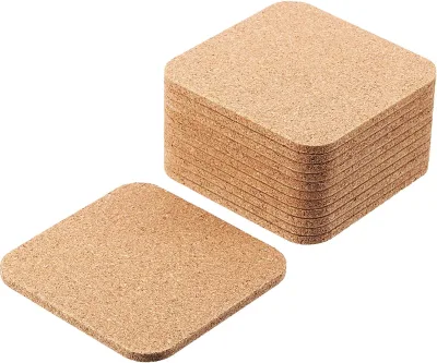 Square Cork Wooden Thick Cork Drink Coasters for Kitchen Restaurant Home Bar Cafe Wedding Supplies 4 X 4 Inch