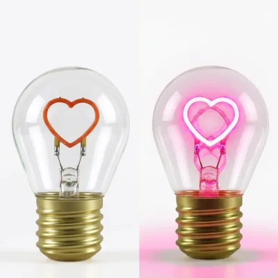 Custom Logo Valentine Heart LED Bedside Lamp Glass Body DC Powered E40 Base Landscape Use Night Light for Gift