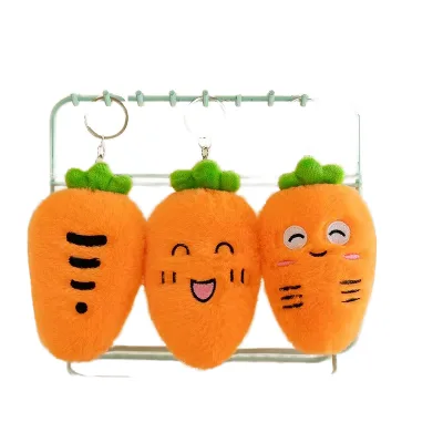 10cm Wholesale Cute Smiling Carrot Keychain Plush Toy Key Chain Food Pendant Decoration Toy