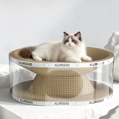 Double Layer Transparent Tunnel Cat Scratcher Bed Wear-resistant Corrugated Paper Anti-scratch Sofa Protector Durable Cat Claw