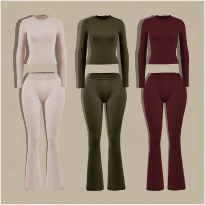 Lounge Set Women Skirt Flare Leggings Non Pilling Fabric Breathable Long Sleeve Slimming Custom Logo Women 2 Piece Sets