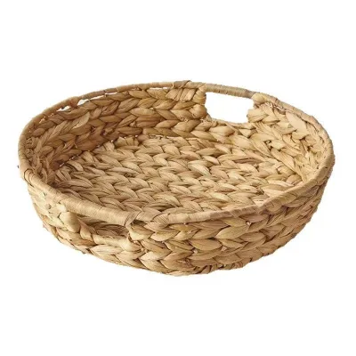 Round Hand-woven Storage Baskets Factory Wholesale Household Round Pastry Coffee Sundries Water Hyacinth Storage Box