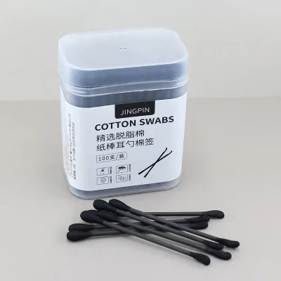 100pcs Flexible Disposable Eco-friendly Paper Stick Cotton Swabs Universal Hygiene Products White Double-ended Cotton Swabs