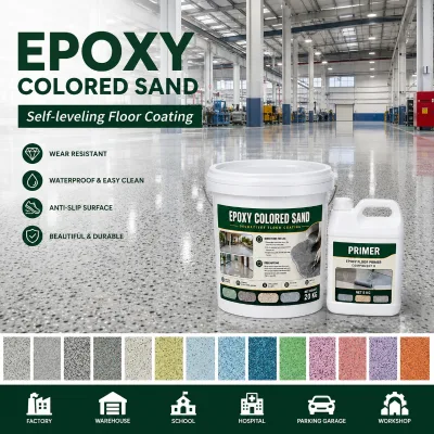 Industrial Epoxy Colored Sand Self Leveling Coating for Workshop Garage and Hospital Floor Renovation