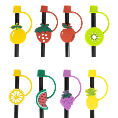 Fubon Diameter 10mm Fruit Shape Silicone Straw Topper Degradable Lids Straw Cover Cap Dust-proof for Stanley Cup & Straw Cup