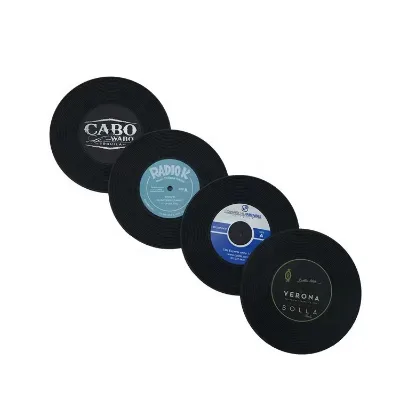 Custom Plastic vinyl  record CD cup coaster ABS coaster
