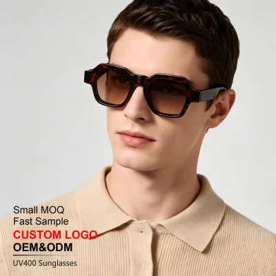 OEM ODM Custom Logo Square Propionate Sunglasses Unisex Pin Hinge Premium Fashion UV400 Outdoor Wholesale Factory Direct