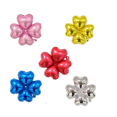 Hot Selling 18 Inch Four Leaf Clover Mylar Aluminum Foil Balloon for Party Supplies Heart Balloon