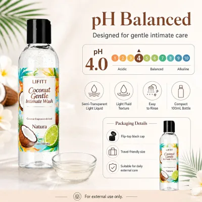 Custom Natural Coconut Oil Feminine Intimate Wash Anti-Odor Antibacterial Calming Vaginal Cleansing Gel with Active Micro Beads
