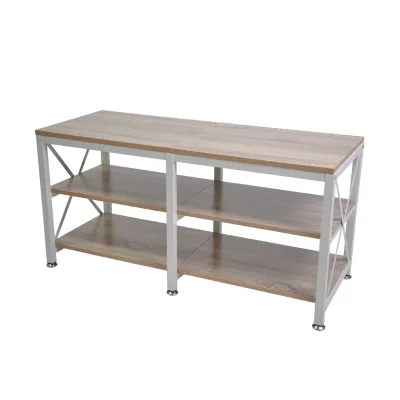 Home Furniture Vintage Oak Shoe Rack Bench 3 Tier Industrial Shoe Storage Rack with Seat