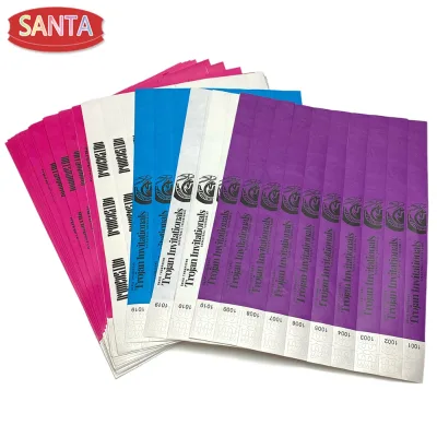 OEM Custom Logo Inkjet Printable Tyvek Wristband With Pre-Printed Sequential Serial Numbers for Entry Control