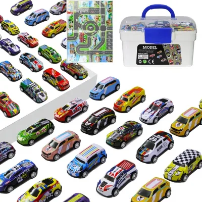 Cross-border TikTok-hit Metal Alloy Die-cast 1 5 Racing Cars Pull-back Children's Toys Unisex Car Models Wholesale Gift Options