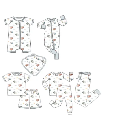 Factory Custom Bamboo Viscose Baby Bodysuit Custom Character Two-Way Zipper Unisex Zippy Rompers Summer Kids Clothing Clothes