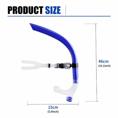 Professional Center Mount Swim Training Snorkel Adjustable Front Snorkel Breathing Tube with Silicone Mouthpiece for Swimmers