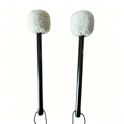 2PCS Felt Gong Mallet for 24"-32" Gong Beige Soft Velvet Head Aluminium Alloy Handle Instrument Accessories for Meditation