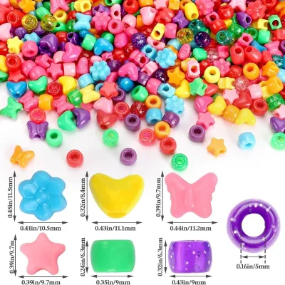 100-piece Painted Resin Set Pony Beads Pierced Flower Star Charms Butterfly Heart-Shaped Loose Clothing Jewelry Making