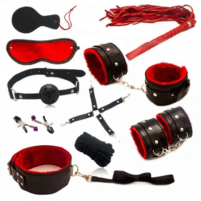 10 Pcs Sex Bondage Handcuffs Whip Rope Eye Mask Sex Bondage Fetish Restraints Slave Woman Adult Sex Toys for Couple Adult Game