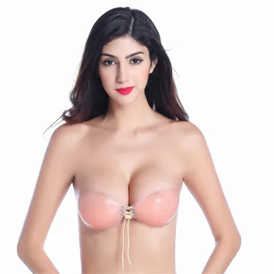 Manufacturer's Direct Sales Pull Rope Silicone Invisible Breast Patch Without Steel Ring Gathered Silicone Bra