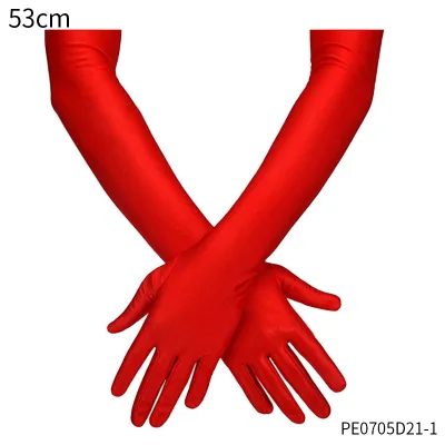 53cm Women  Long Warm Evening Dress Elegant Etiquette Black Elasticity Gloves Retro Style Banquet Party Accessories