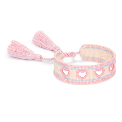 Handmade Love Woven Bracelet Hollow Embroidered Love Woven Bracelet Wrist Strap with Hand-Tassel Fashion Jewelry Trinket