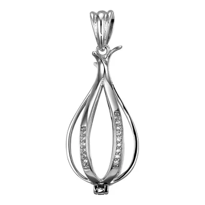 Wholesale love Wish Pearl S925 Jewelry Locket Sterling Silver Angle Ribbon Hope Pearl Cage Necklace Pendant