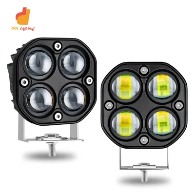 40W 5D LED Dual Color Driving Light Yellow & White Strobe Fog Headlight for Motorcycles Trucks SUVs & ATVs