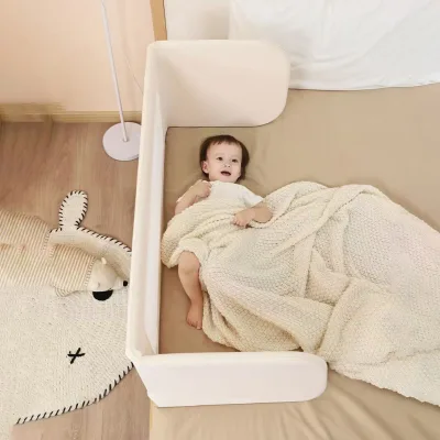 Flat-Fold Baby Bedside Sleeper Removable Pad Breathable Mesh Side Window Co-Sleeping Crib for Newborn