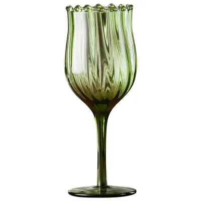 Wholesale French Style Retro Minority Green Goblet Medieval Red Wine Cup champagne Cup Lace Fruit Tea Cup