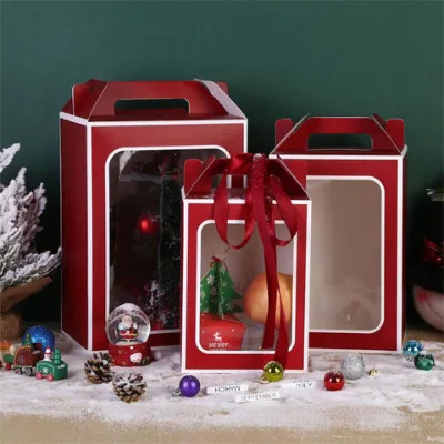 Newest Packing box Christmas paper gift box transparent window folding gift box