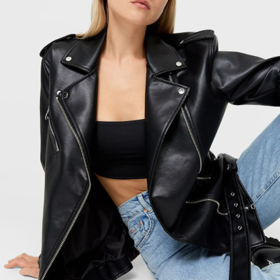 Women Autumn Winter Outdoor Leather Jackets Oversized Coats Female Motorcycle Ladies PU Leather Biker Jacket for Women