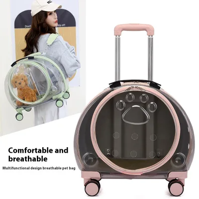 Portable Pet Carrier Backpack with Wheels - Easy to Carry and Ventilation for Travel
