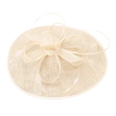 Wholesale Summer Womens Ladies Hat With Big Wide Brims Elegant White Church Sinamay Fascinator Hats
