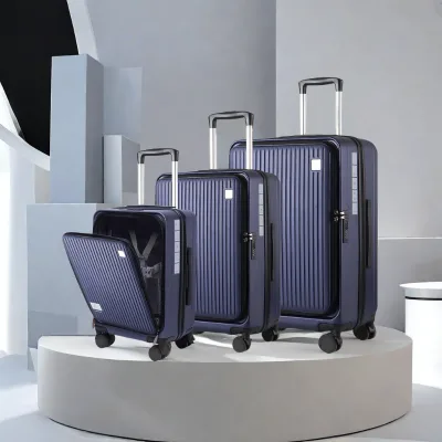 Unisex Three-Piece ABS Zipper Luggage With Customs Lock Set New Material Universal Silent Spinner Wheel Pull Suitcase for Travel