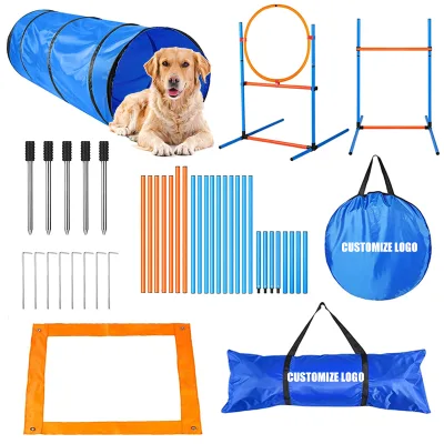 Custom Agility Training Equipment for Dogs Tunnel Poles Hurdles Exercise Pet Obstacle Course Agility Jumps Pet Training Set