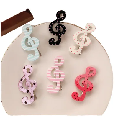 New Design Dot Printed Music Symbol Acrylic Hair Clips Women Girls Fashion Sweet Elegant European-American Style 8cm Hair